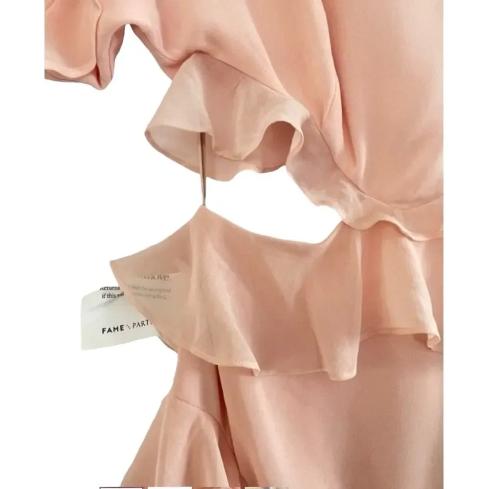 Fame and Partners Marissa Ruffle Maxi Dress Pale Pink Lined Boho Size 2 NWT
